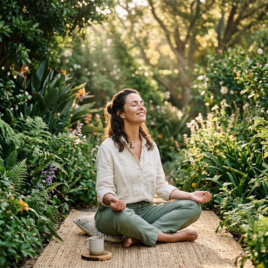 Serene professional photograph representing holistic mental calmness and nervous system rebalancing at Rife Wellness Centre Randburg