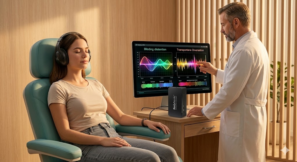 woman and Doc with bodysonic.